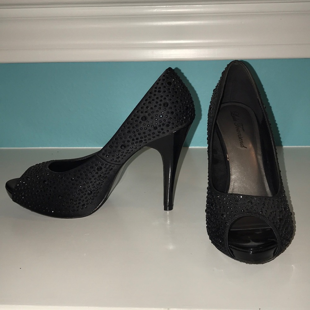 Black Rhinestone Heels